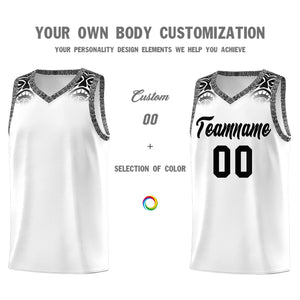 Custom White Black Personalized Indians Print Sets Sports Uniform Basketball Jersey