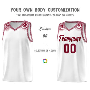 Custom White Crimson Personalized Indians Print Sets Sports Uniform Basketball Jersey