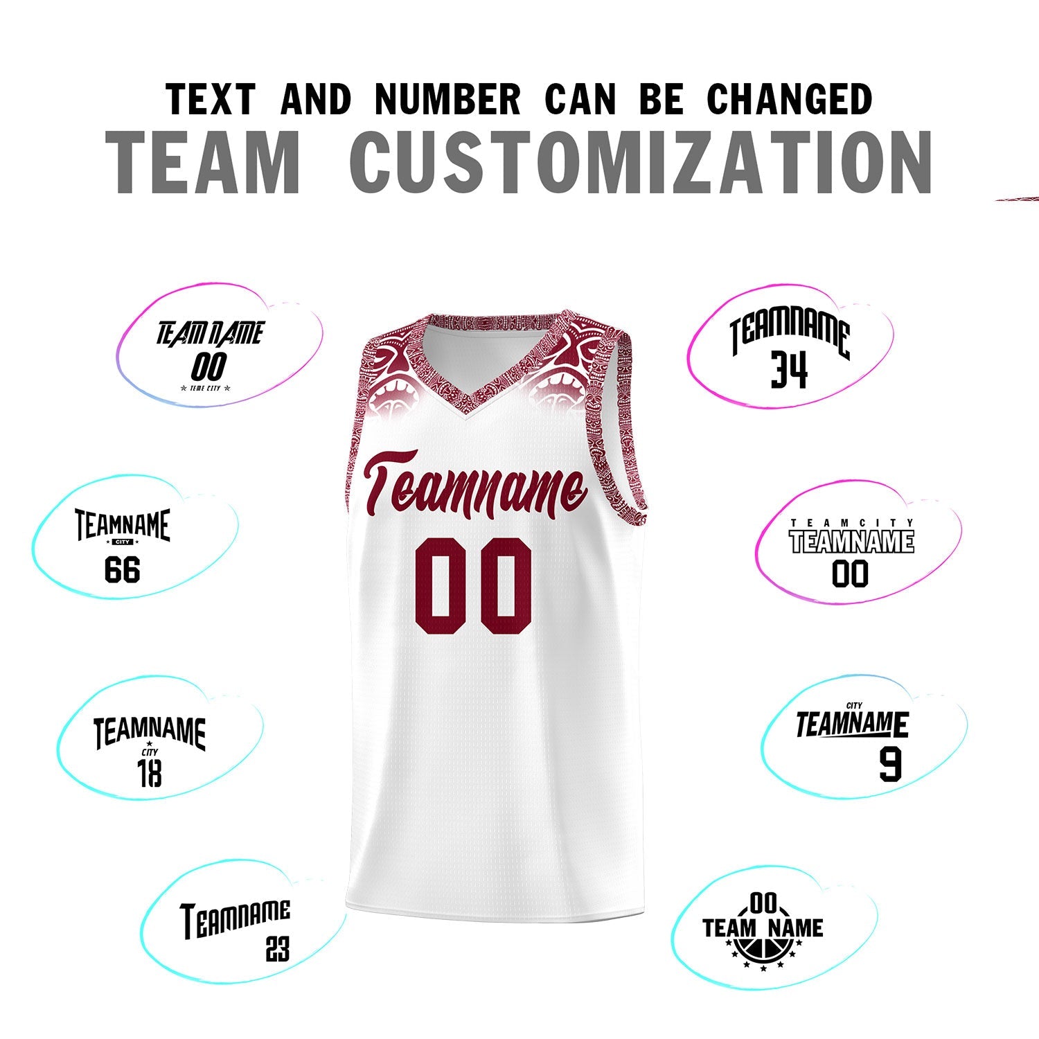 Custom White Crimson Personalized Indians Print Sets Sports Uniform Basketball Jersey