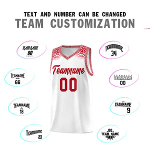 Custom White Red Personalized Indians Print Sets Sports Uniform Basketball Jersey