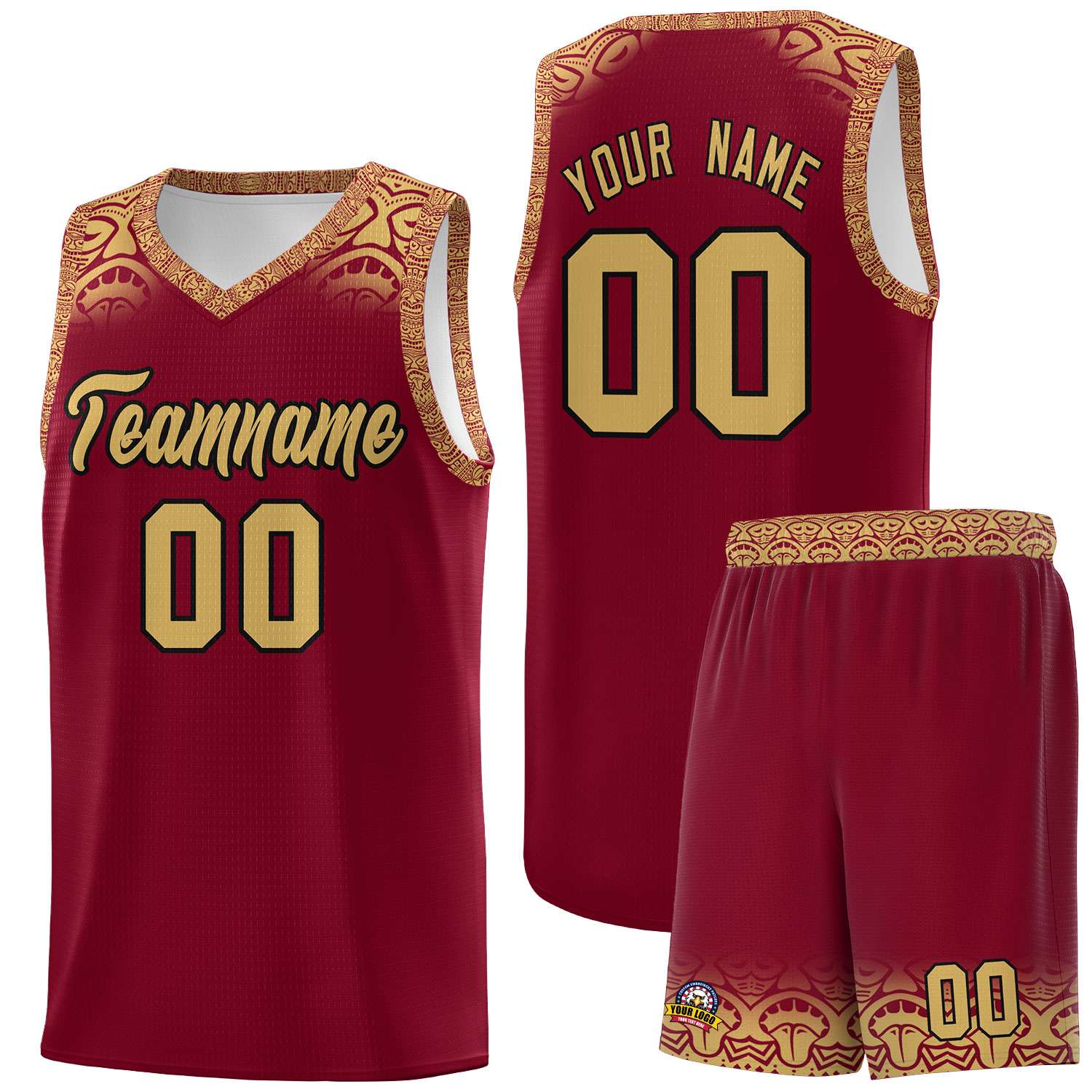 Custom Crimson Old Gold Personalized Indians Print Sets Sports Uniform Basketball Jersey