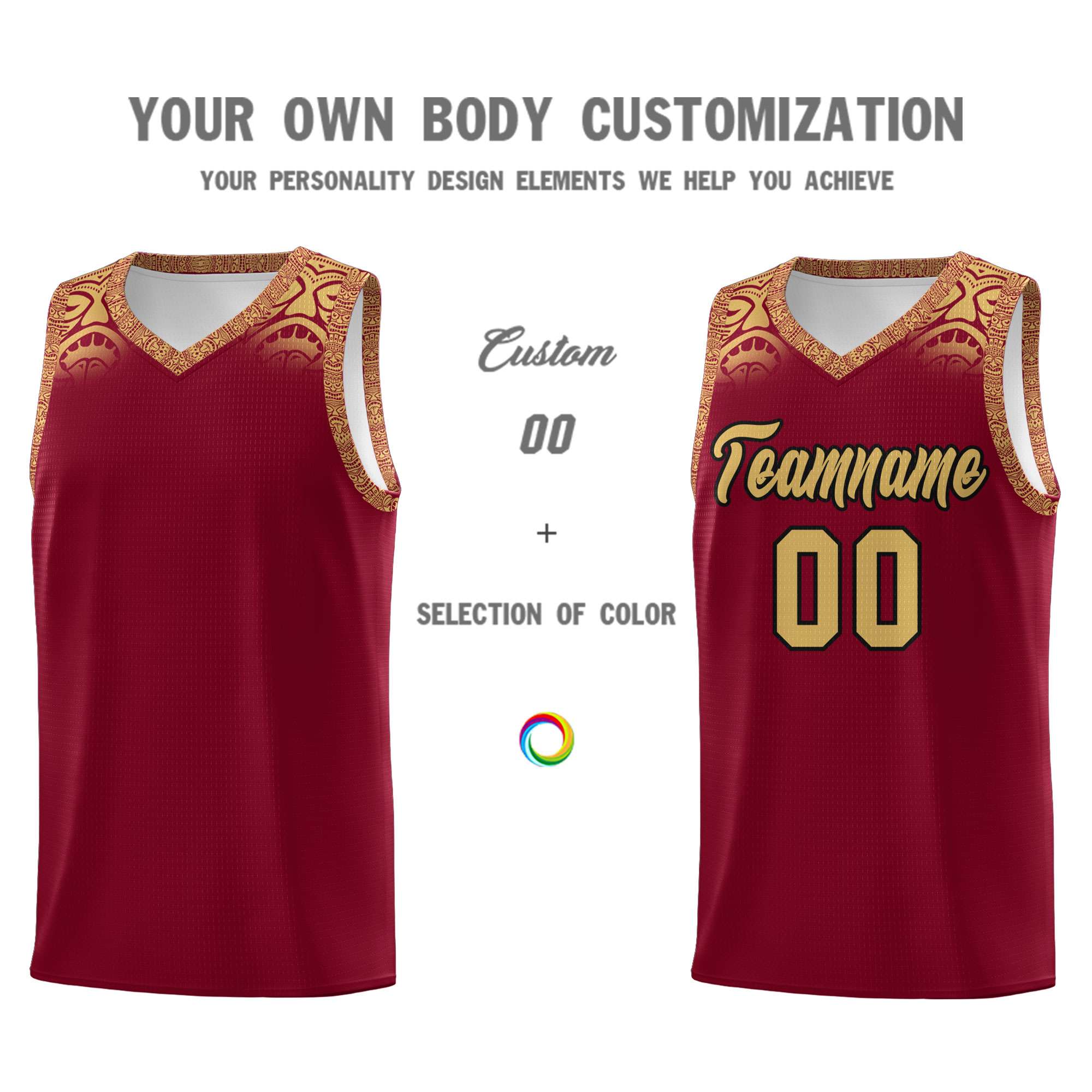 Custom Crimson Old Gold Personalized Indians Print Sets Sports Uniform Basketball Jersey