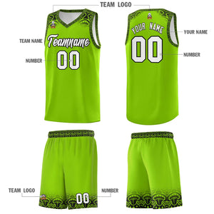 Custom Green Black Personalized Indians Print Sets Sports Uniform Basketball Jersey