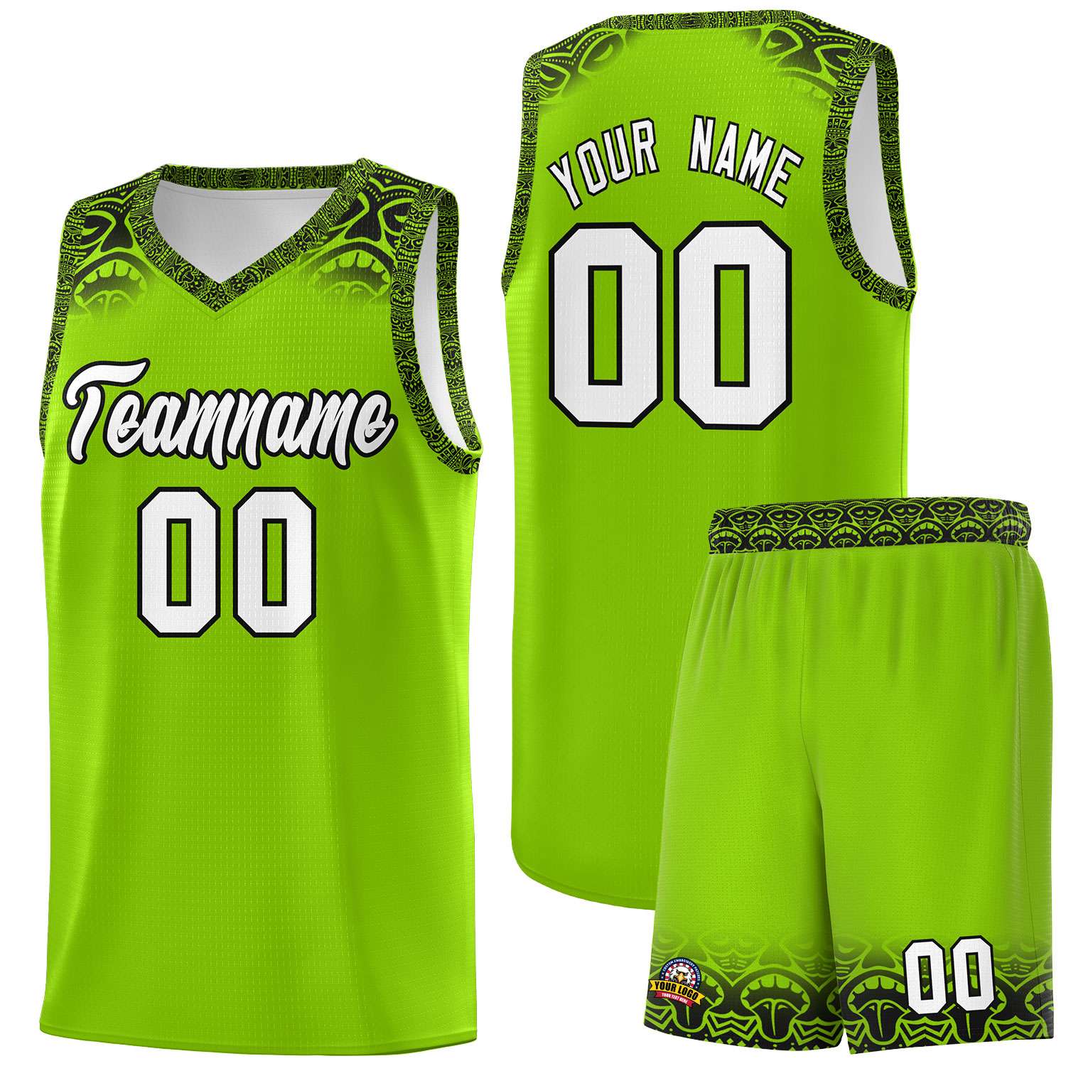 Custom Green Black Personalized Indians Print Sets Sports Uniform Basketball Jersey