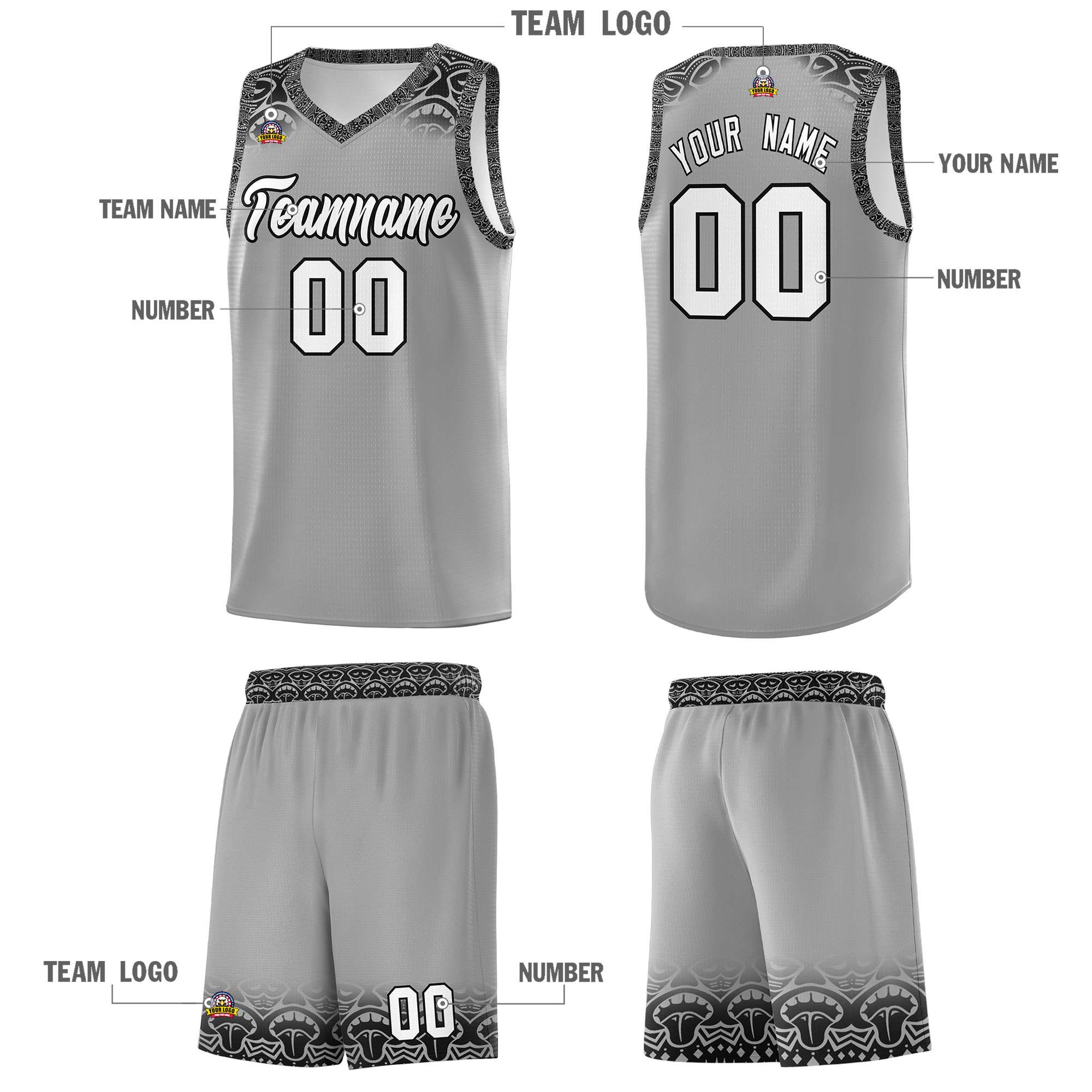 Custom Dark Gray Black Personalized Indians Print Sets Sports Uniform Basketball Jersey