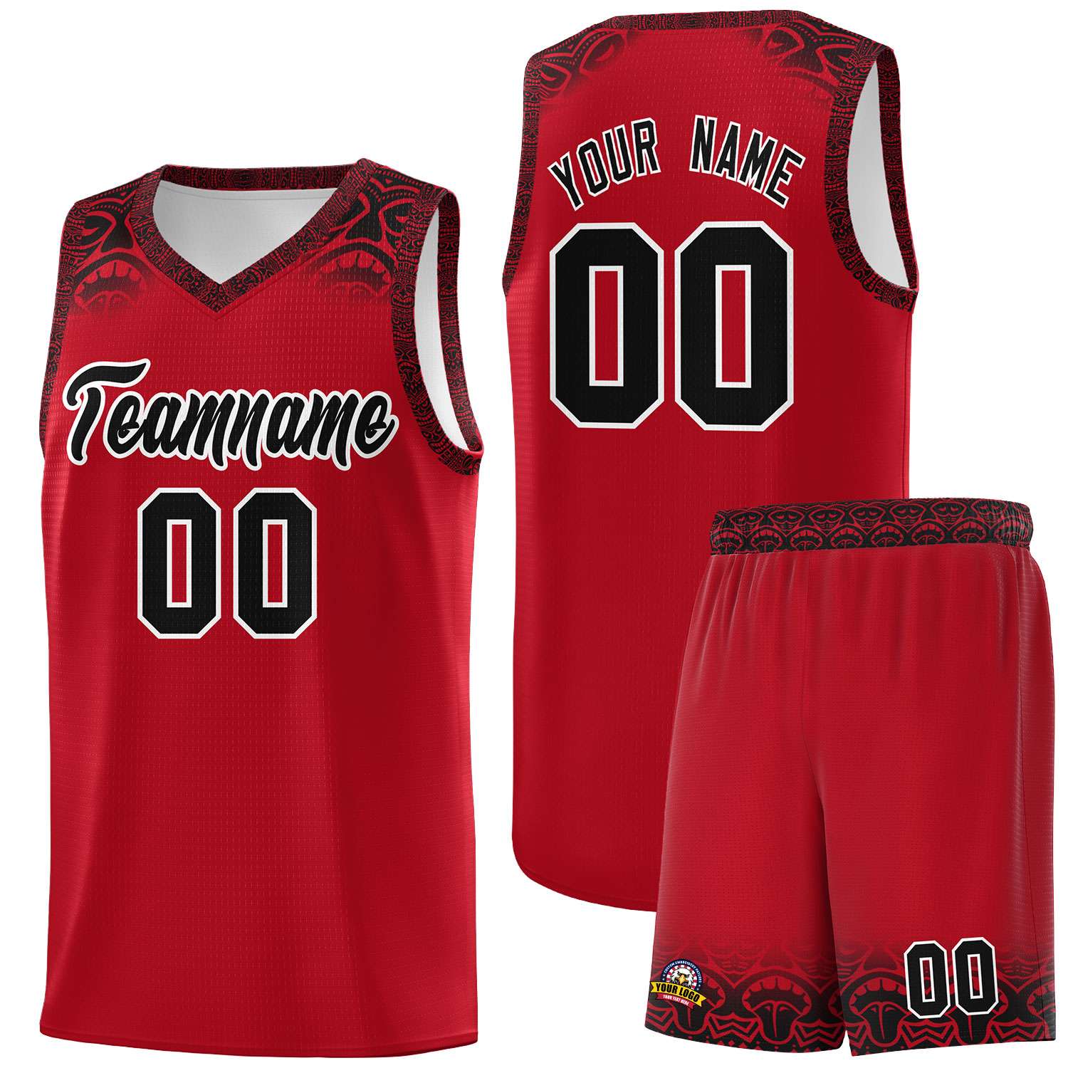 Custom Red Black Personalized Indians Print Sets Sports Uniform Basketball Jersey