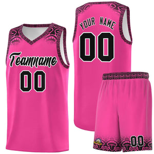 Custom Pink Black Personalized Indians Print Sets Sports Uniform Basketball Jersey