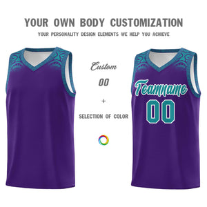 Custom Purple Aqua Personalized Indians Print Sets Sports Uniform Basketball Jersey