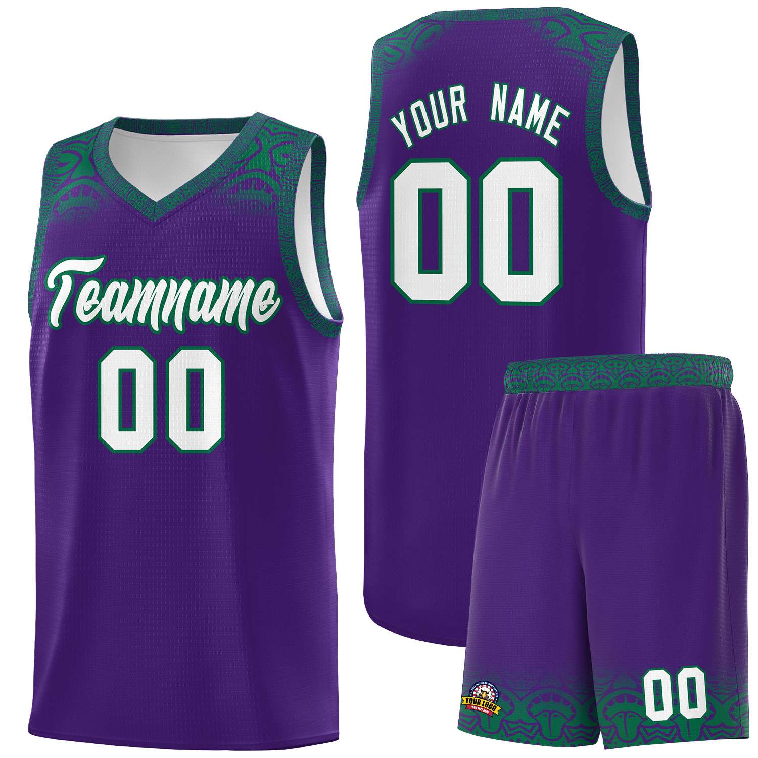 Custom Purple Kelly Green Personalized Indians Print Sets Sports Uniform Basketball Jersey