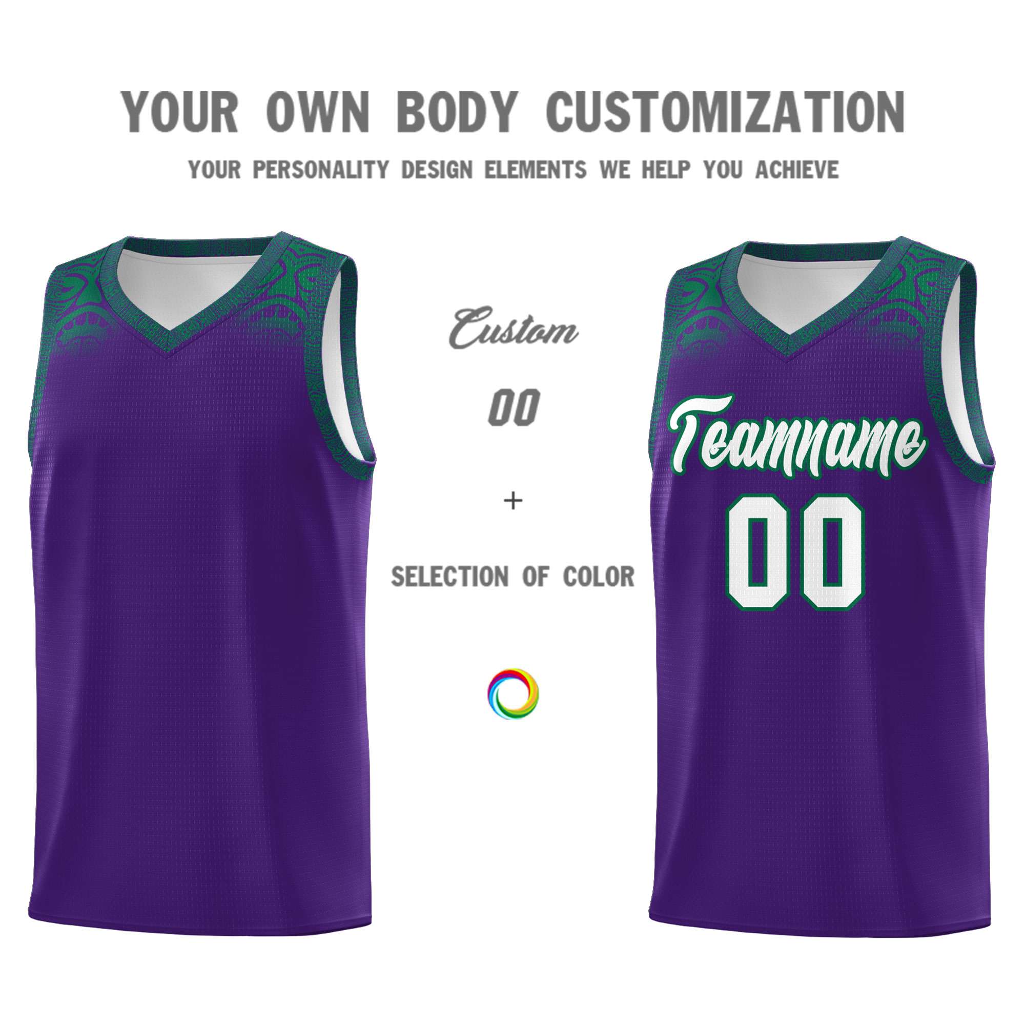 Custom Purple Kelly Green Personalized Indians Print Sets Sports Uniform Basketball Jersey