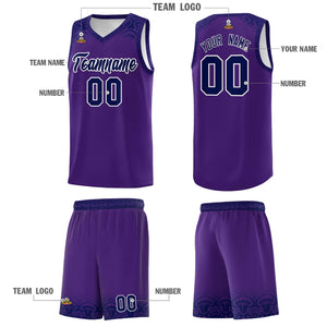 Custom Purple Royal Personalized Indians Print Sets Sports Uniform Basketball Jersey