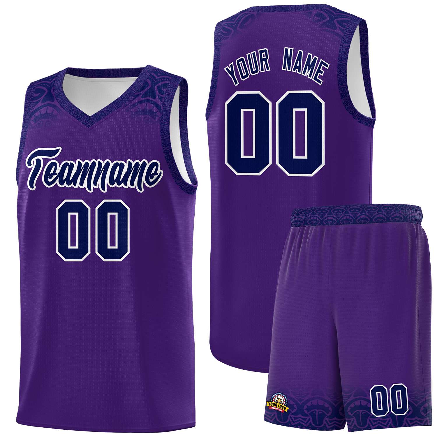 Custom Purple Royal Personalized Indians Print Sets Sports Uniform Basketball Jersey