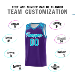 Custom Purple Sky Blue Personalized Indians Print Sets Sports Uniform Basketball Jersey