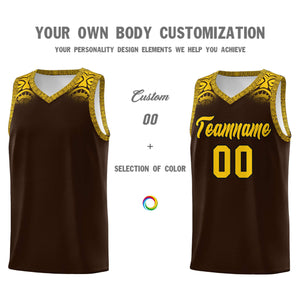 Custom Brown Gold Personalized Indians Print Sets Sports Uniform Basketball Jersey