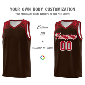 Custom Brown Red Personalized Indians Print Sets Sports Uniform Basketball Jersey