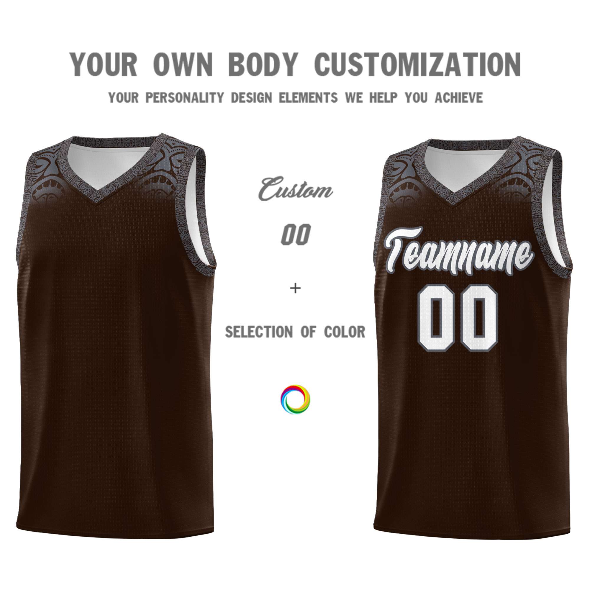 Custom Brown Dark Gray Personalized Indians Print Sets Sports Uniform Basketball Jersey