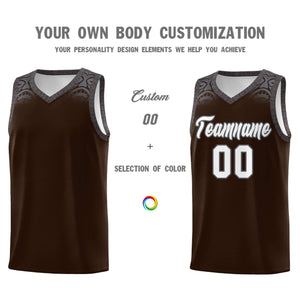 Custom Brown Dark Gray Personalized Indians Print Sets Sports Uniform Basketball Jersey