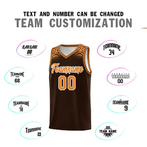 Custom Brown Orange Personalized Indians Print Sets Sports Uniform Basketball Jersey