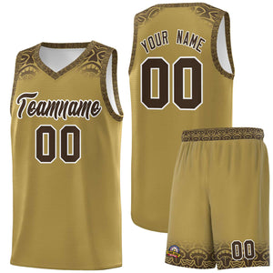 Custom Desert Yellow Brown Personalized Indians Print Sets Sports Uniform Basketball Jersey