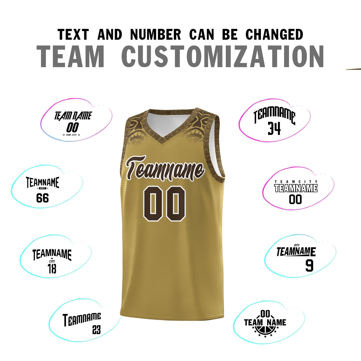 Custom Desert Yellow Brown Personalized Indians Print Sets Sports Uniform Basketball Jersey