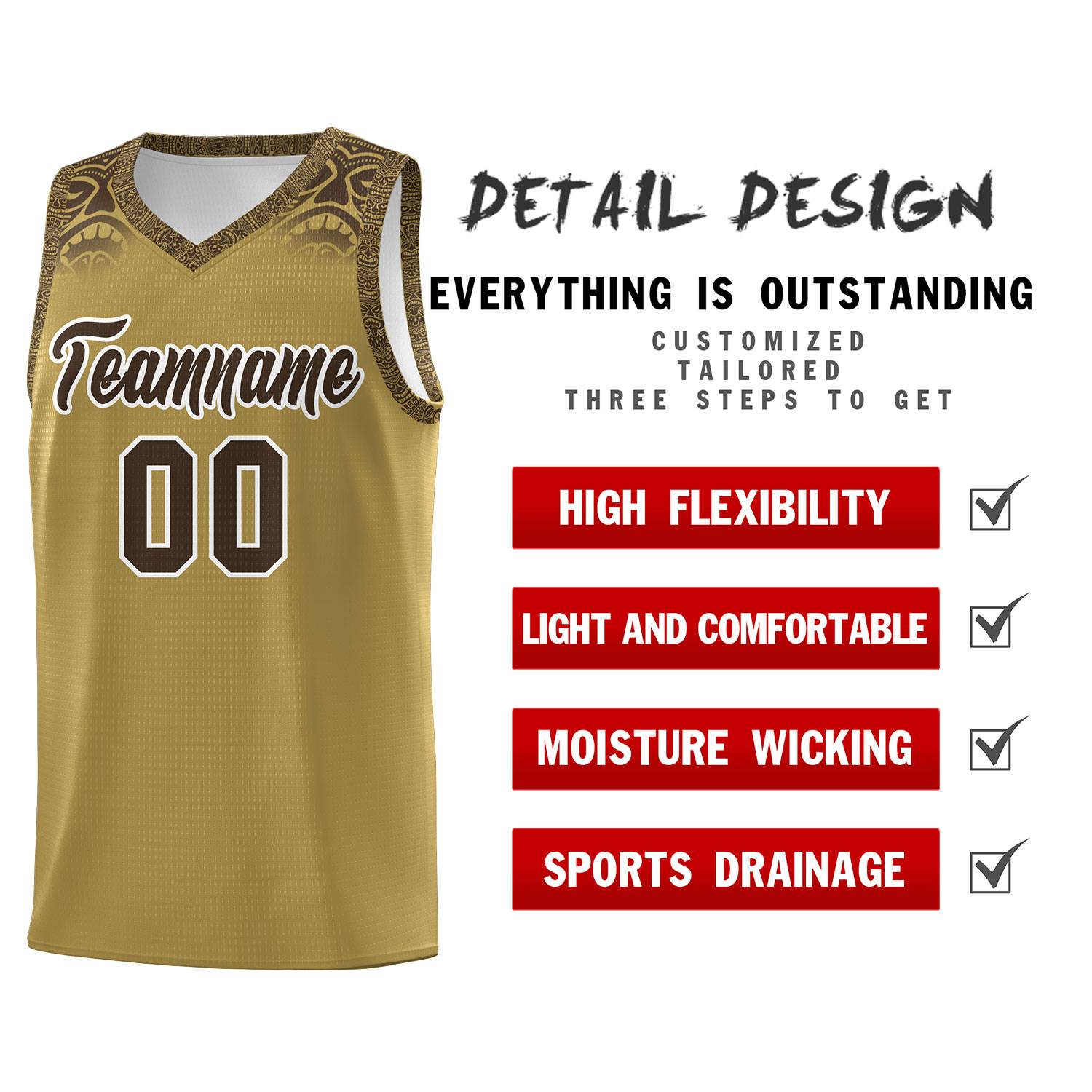 Custom Desert Yellow Brown Personalized Indians Print Sets Sports Uniform Basketball Jersey