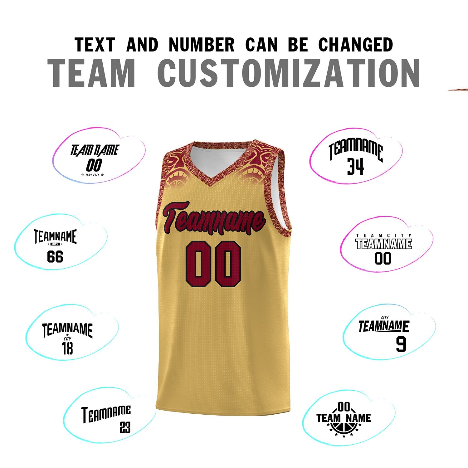 Custom Khaki Crimson Personalized Indians Print Sets Sports Uniform Basketball Jersey