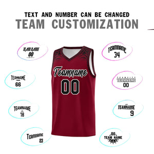 Custom Crimson Black Personalized Indians Print Sets Sports Uniform Basketball Jersey