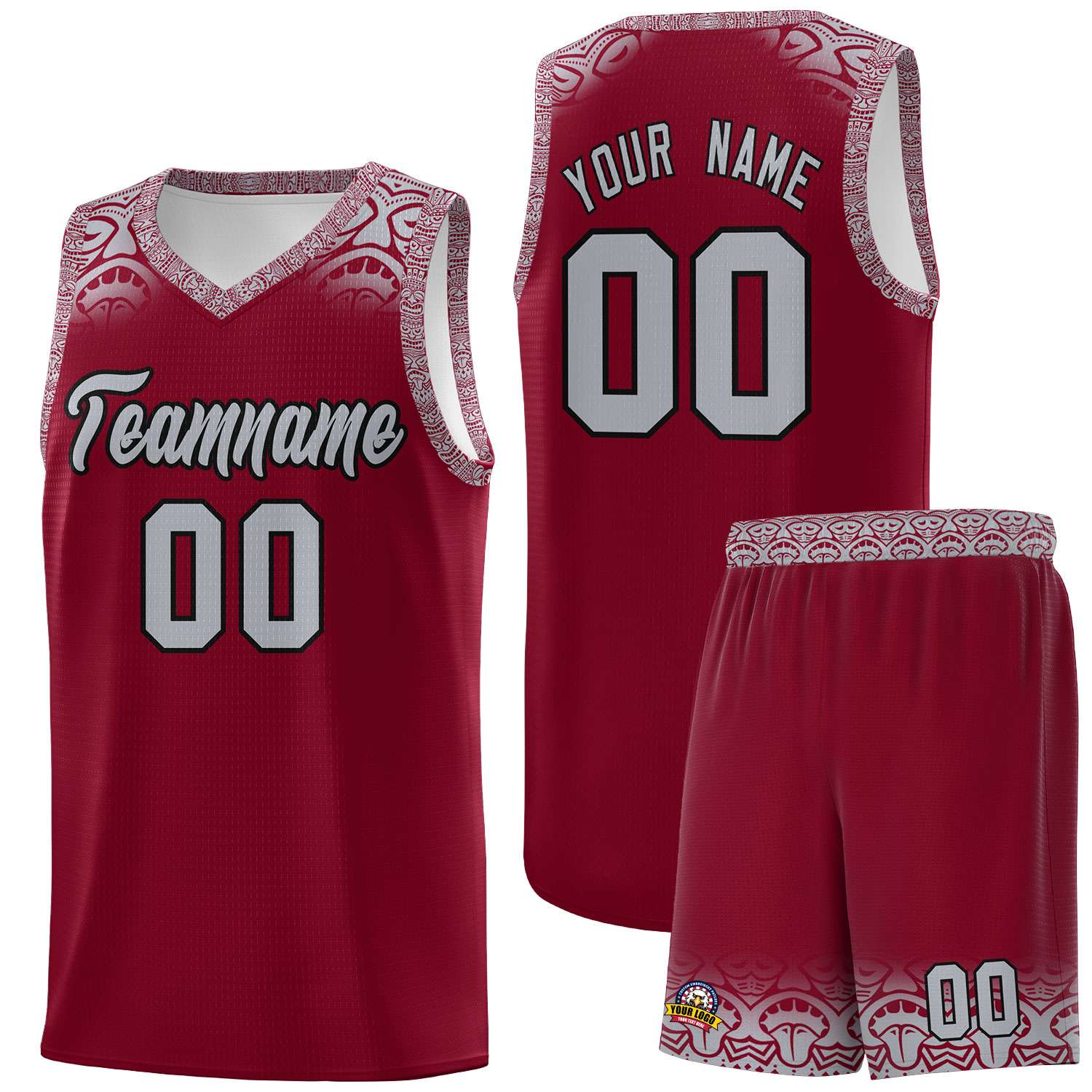 Custom Crimson Gray Personalized Indians Print Sets Sports Uniform Basketball Jersey