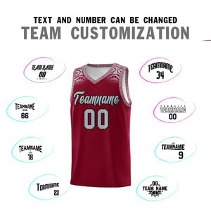 Custom Crimson Gray Personalized Indians Print Sets Sports Uniform Basketball Jersey