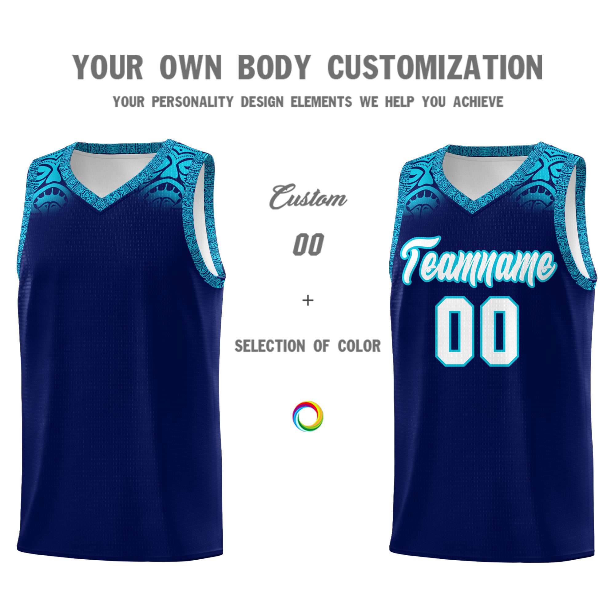 Custom Royal Sky Blue Personalized Indians Print Sets Sports Uniform Basketball Jersey