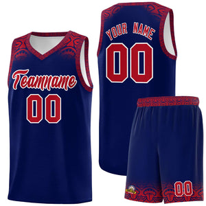 Custom Royal Red Personalized Indians Print Sets Sports Uniform Basketball Jersey