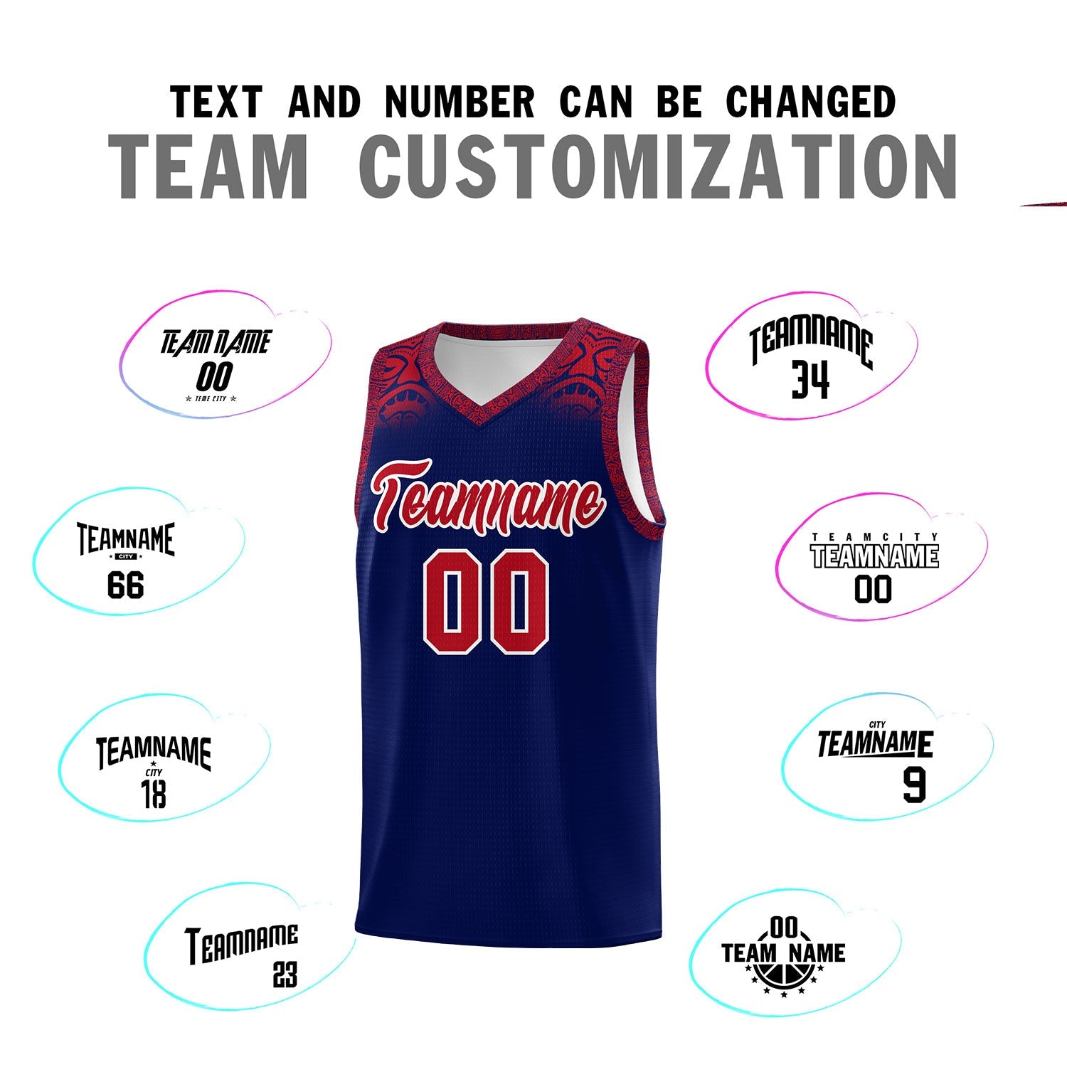 Custom Royal Red Personalized Indians Print Sets Sports Uniform Basketball Jersey