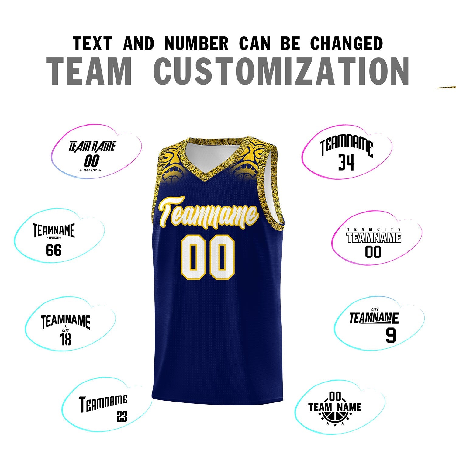 Custom Royal Gold Personalized Indians Print Sets Sports Uniform Basketball Jersey