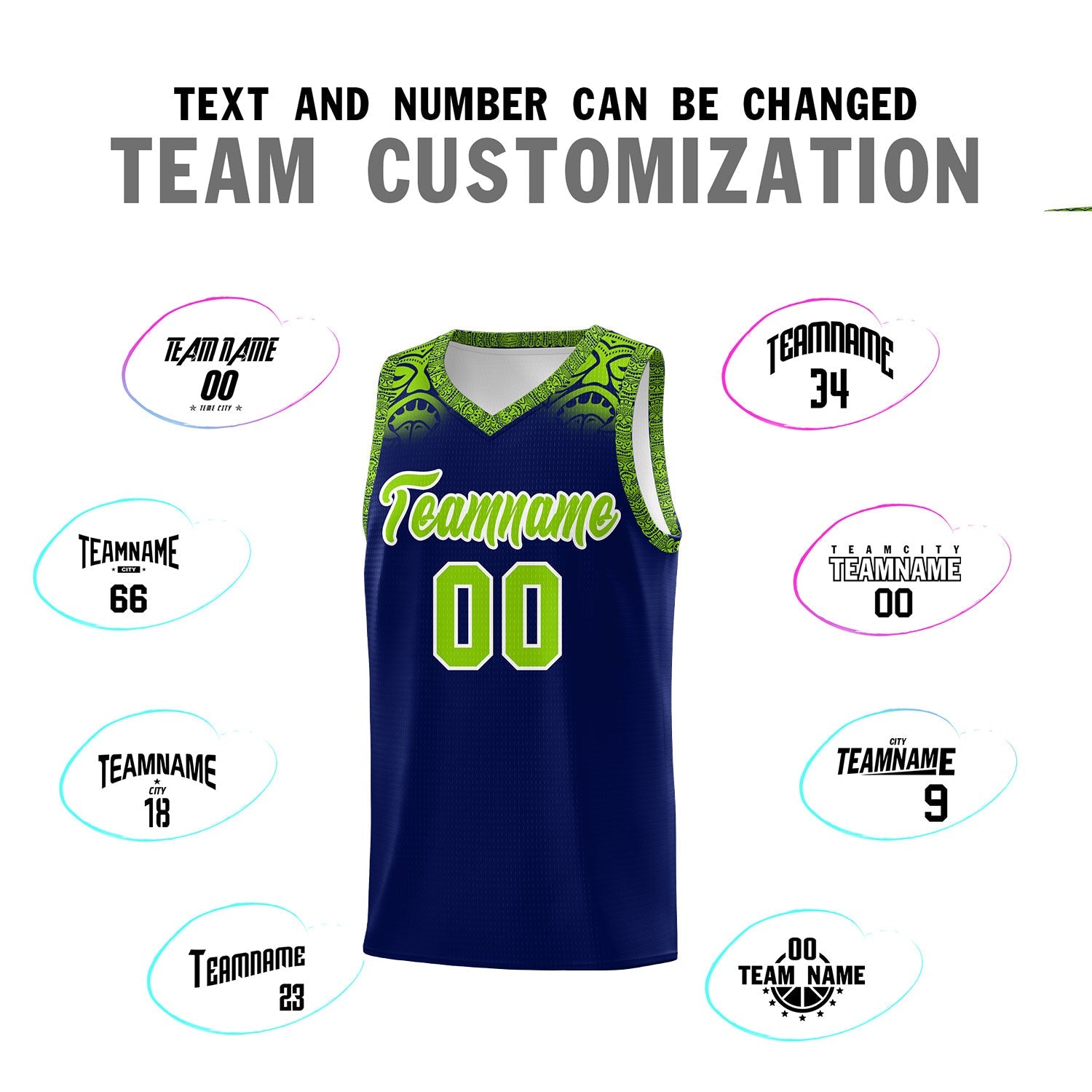 Custom Royal Neon Green Personalized Indians Print Sets Sports Uniform Basketball Jersey