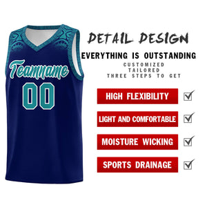 Custom Royal Aqua Personalized Indians Print Sets Sports Uniform Basketball Jersey