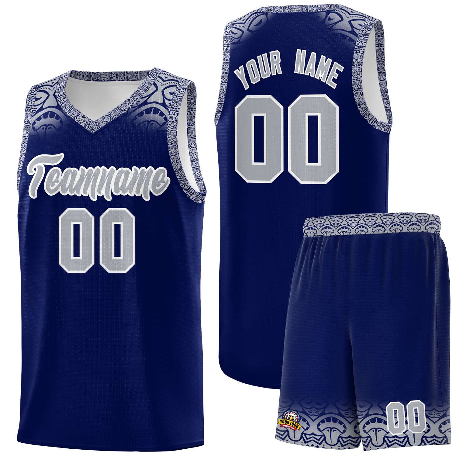 Custom Royal Gray Personalized Indians Print Sets Sports Uniform Basketball Jersey