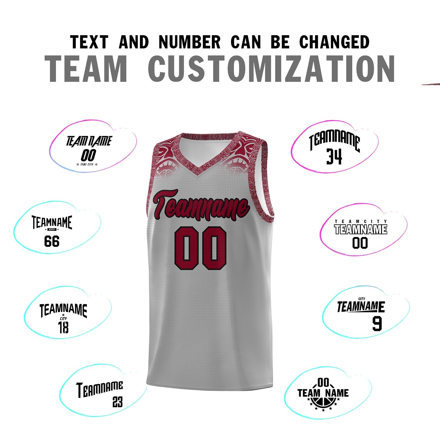 Custom Gray Crimson Personalized Indians Print Sets Sports Uniform Basketball Jersey