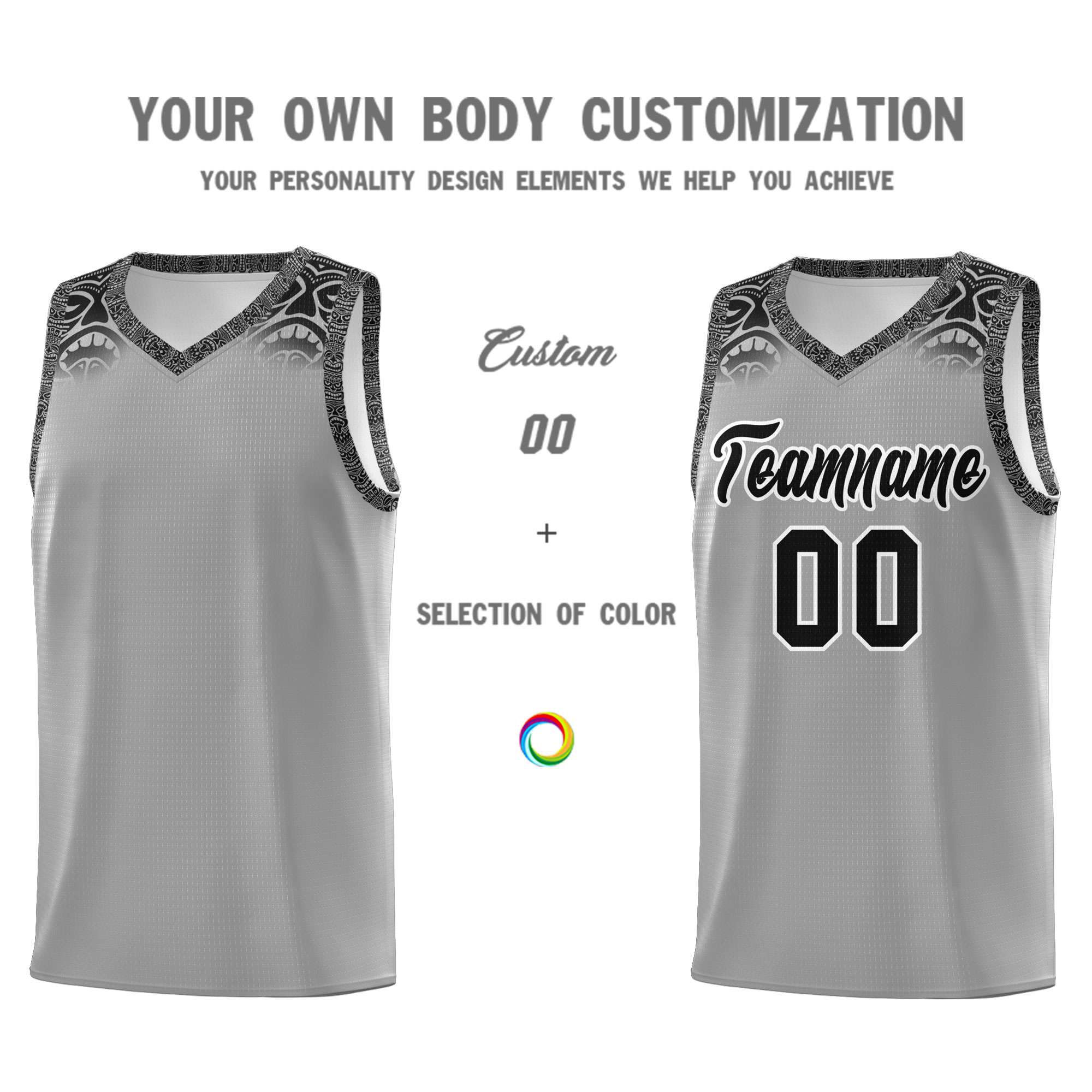 Custom Gray Black Personalized Indians Print Sets Sports Uniform Basketball Jersey