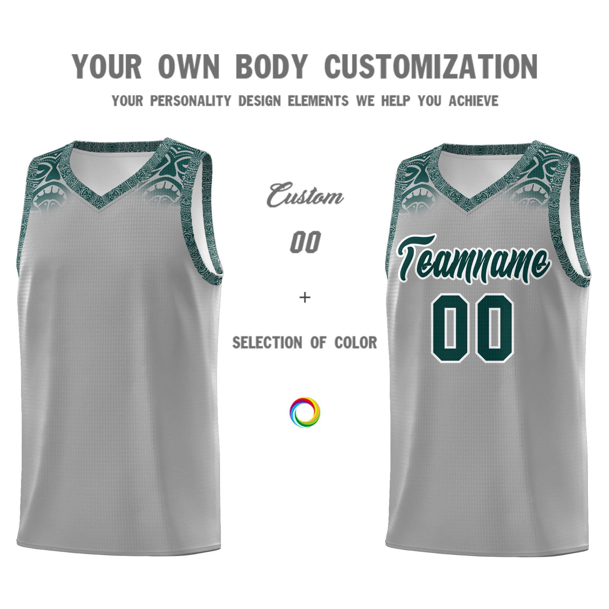 Custom Gray Midnight Green Personalized Indians Print Sets Sports Uniform Basketball Jersey