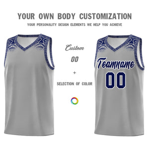 Custom Gray Royal Personalized Indians Print Sets Sports Uniform Basketball Jersey