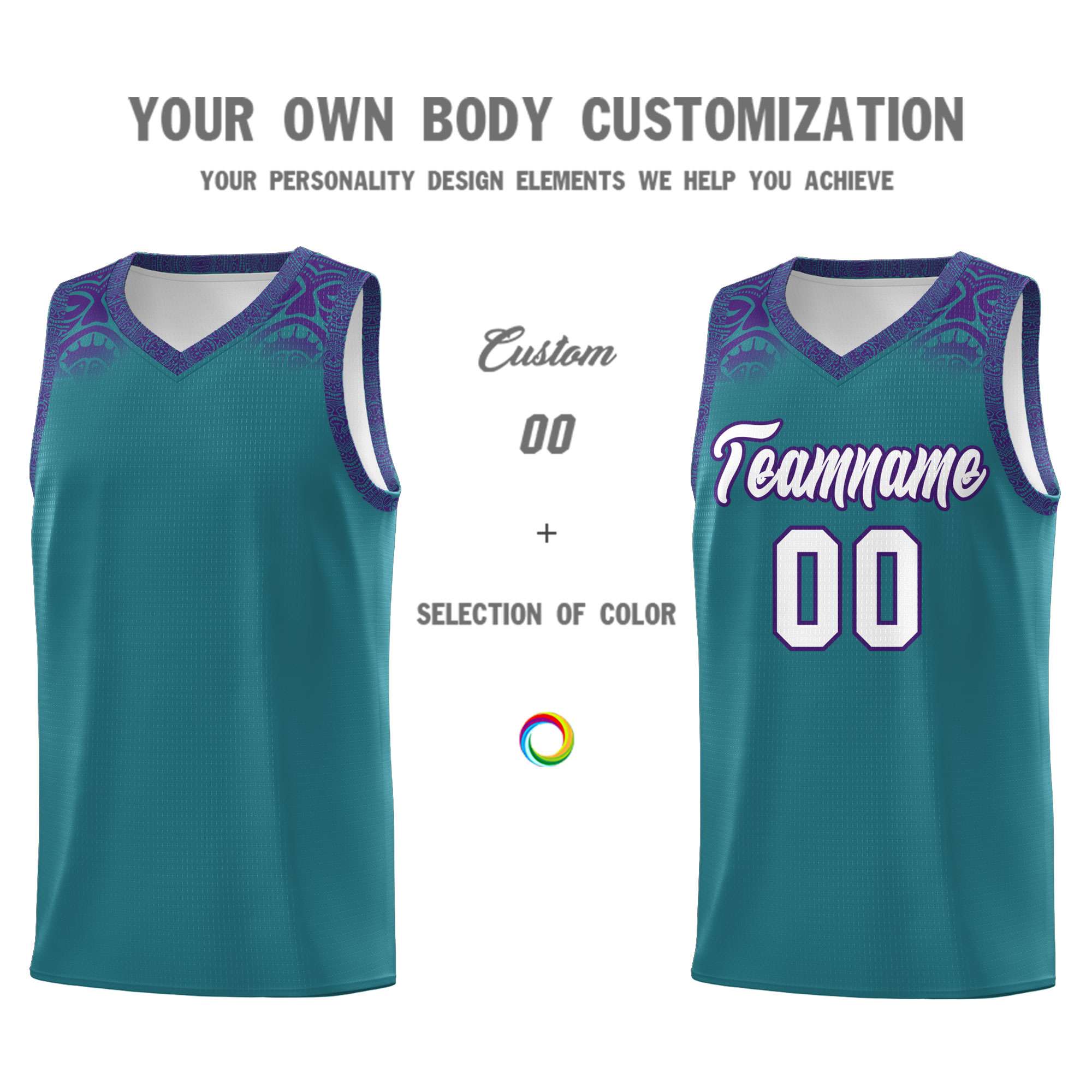 Custom Aqua Purple Personalized Indians Print Sets Sports Uniform Basketball Jersey