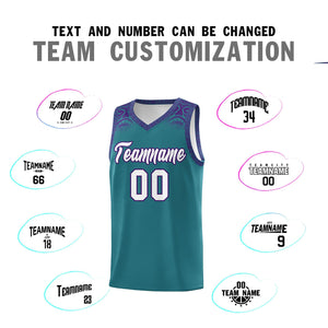 Custom Aqua Purple Personalized Indians Print Sets Sports Uniform Basketball Jersey