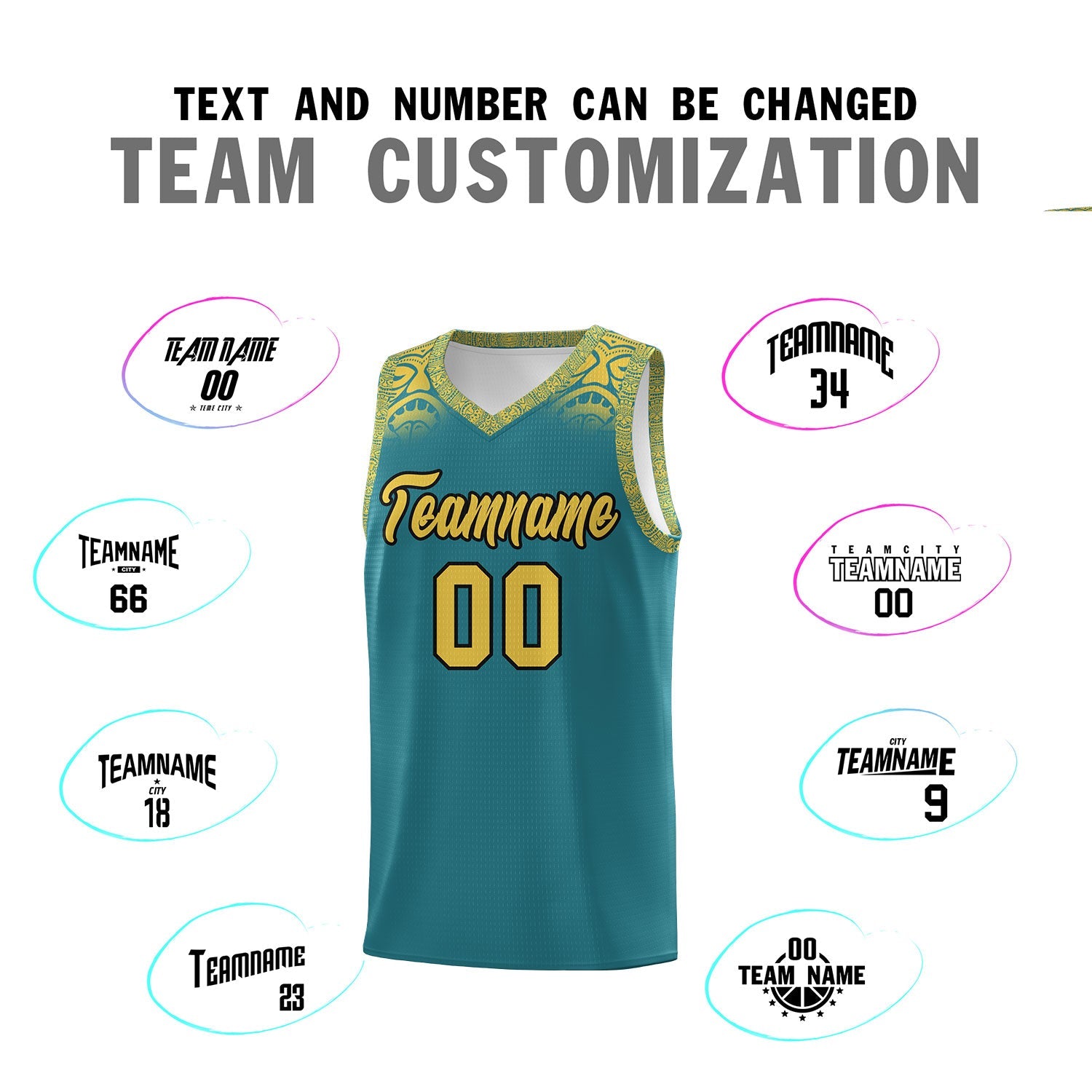 Custom Aqua Yellow Personalized Indians Print Sets Sports Uniform Basketball Jersey