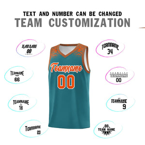 Custom Aqua Orange Personalized Indians Print Sets Sports Uniform Basketball Jersey