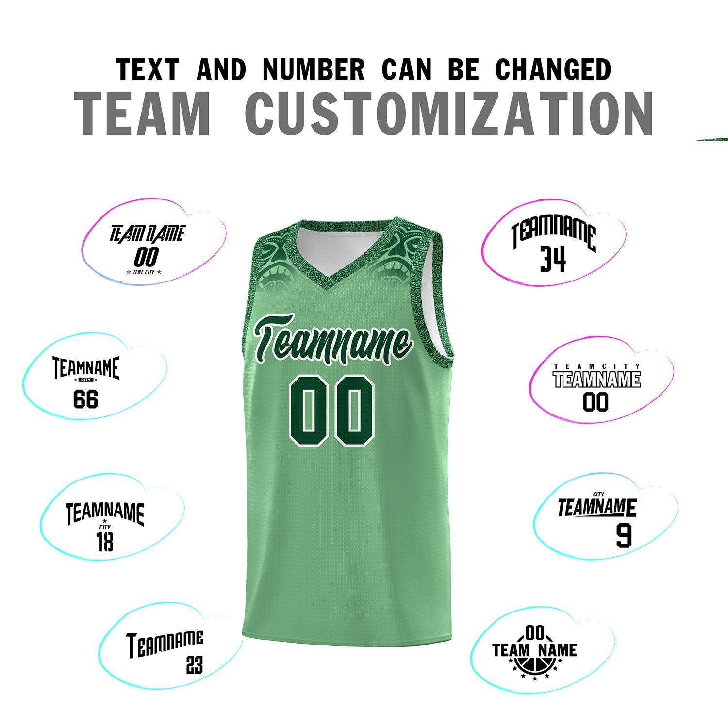 Custom Green Green Personalized Indians Print Sets Sports Uniform Basketball Jersey