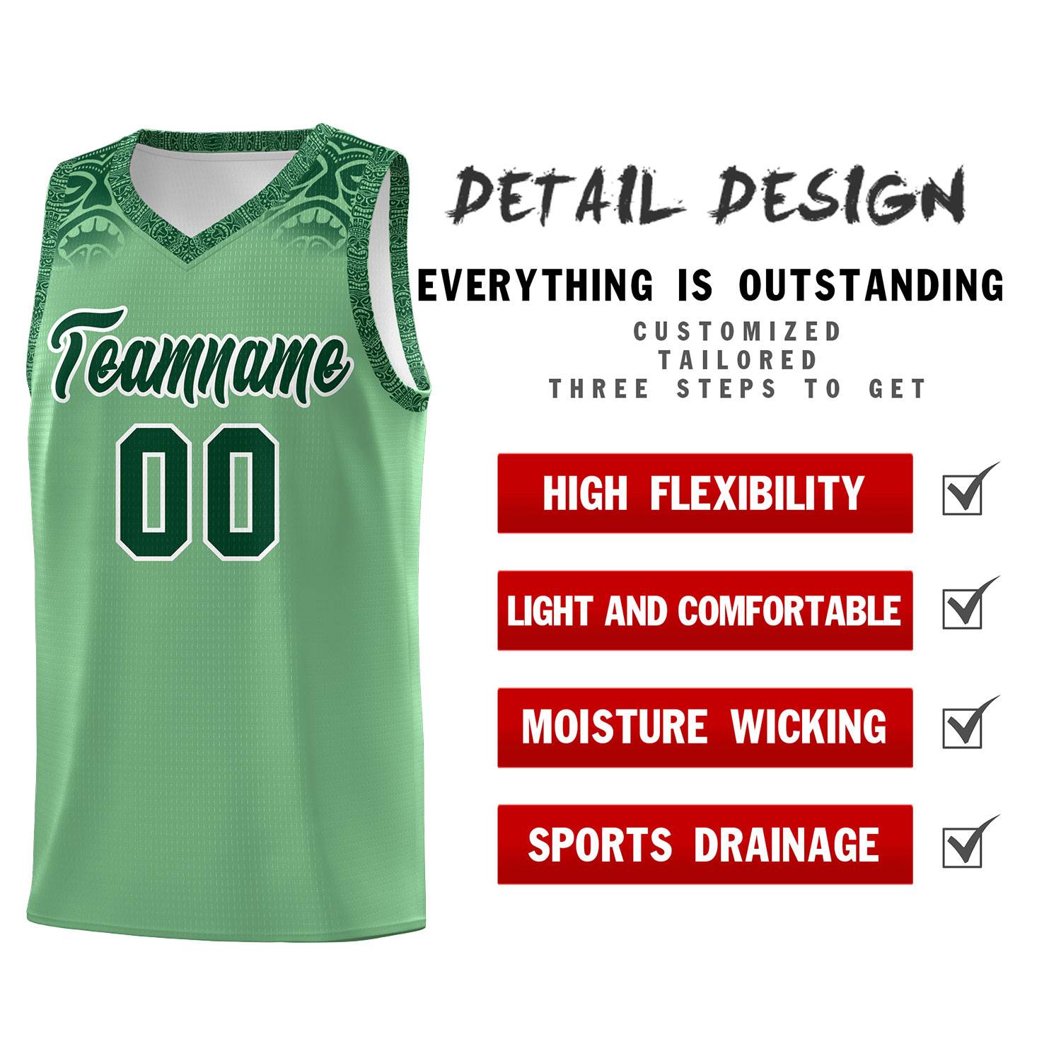 Custom Green Green Personalized Indians Print Sets Sports Uniform Basketball Jersey