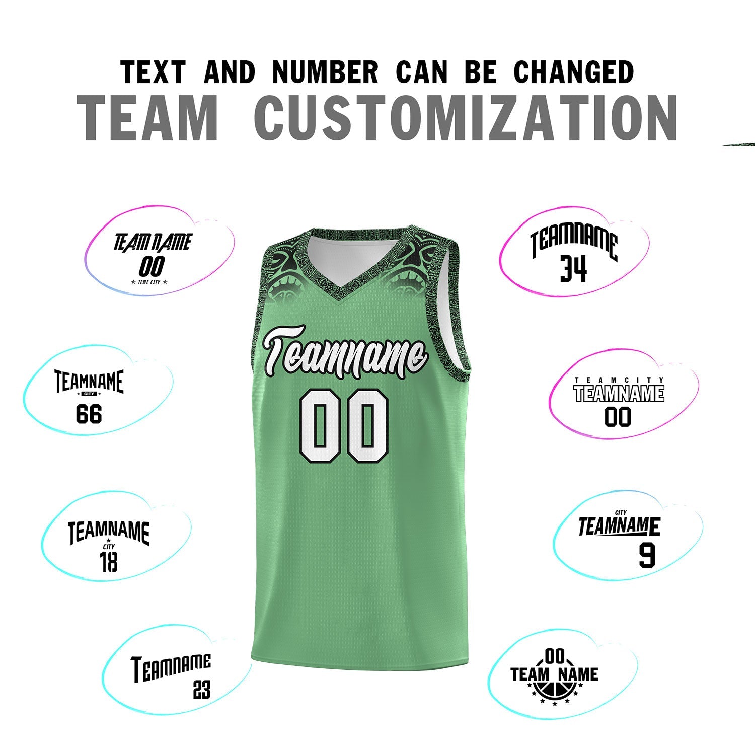 Custom Green Black Personalized Indians Print Sets Sports Uniform Basketball Jersey