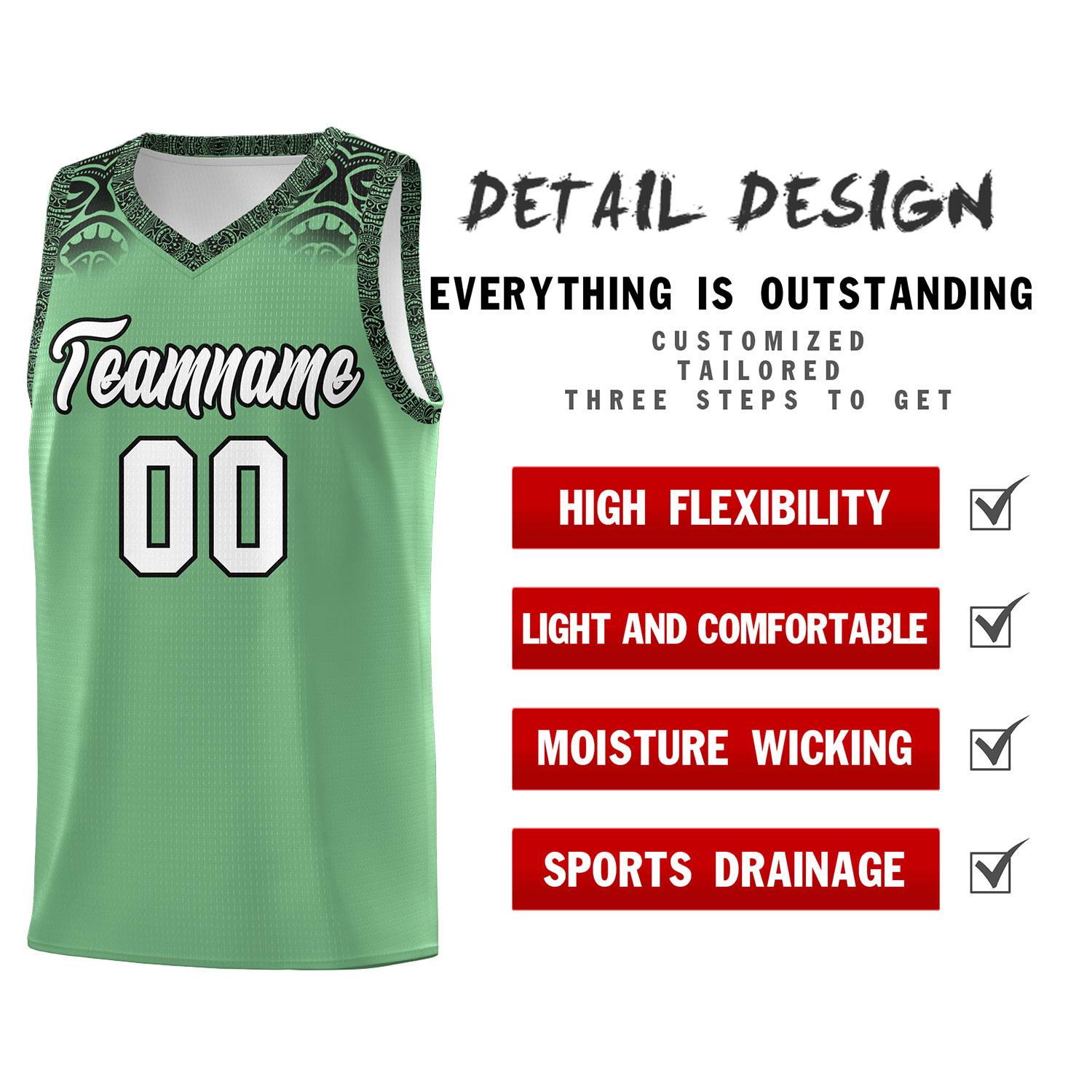 Custom Green Black Personalized Indians Print Sets Sports Uniform Basketball Jersey