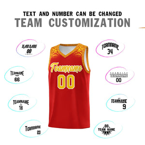 Custom Red Gold Personalized Indians Print Sets Sports Uniform Basketball Jersey