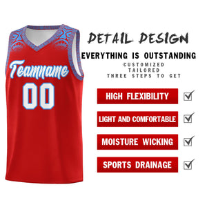 Custom Red Powder Blue Personalized Indians Print Sets Sports Uniform Basketball Jersey